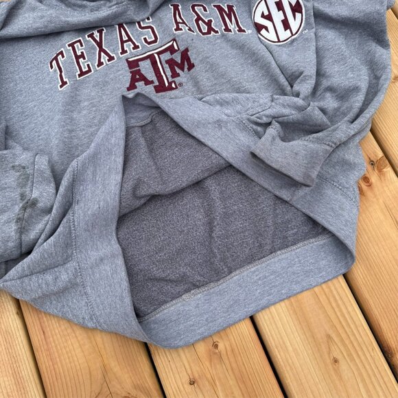Vintage Texas A&M Hoodie NCAA Pullover Embroidered Grey XXL - Picture 8 of 8